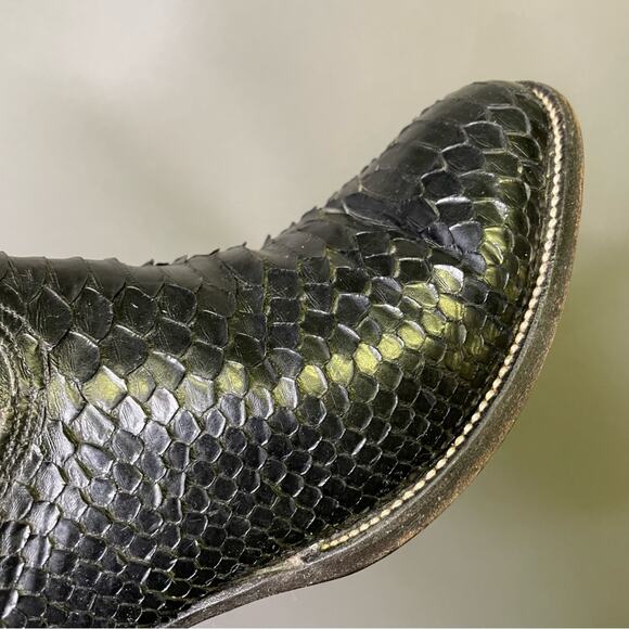 Nocona Black Snake Skin Western Cowboy Boots 8.5D Vintage Exotic Mens Boots - Picture 11 of 12
